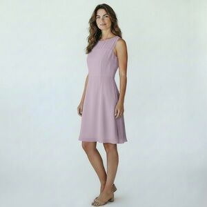 Christina Wu Dress Sheer Chiffon Sleeveless A-line Flowy Lilac Purple Gown 16